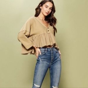 *NWT* FREE PEOPLE Dallas Crop Henley, Size M